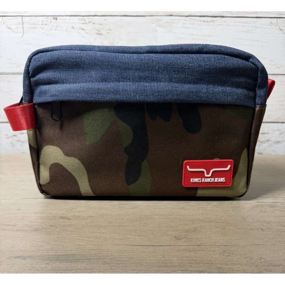 NWOT Kimes Ranch Jeans Toiletry Cosmetic Travel Bag Camo Denim